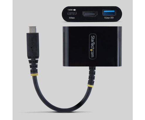StarTech.com Dock Hub Multipuertos USB Tipo C a HDMI - Adaptador Multipuertos USB-C a HDMI - Carga de 140W - Hub Ladrón USB de 5Gbps - HDMI 4K60Hz -