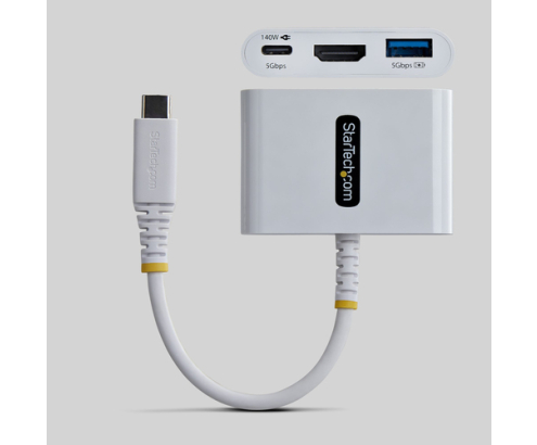 StarTech.com Dock Hub Multipuertos USB Tipo C a HDMI - Adaptador Multipuertos USB-C a HDMI - Carga de 140W - Hub Ladrón USB de 5Gbps - HDMI 4K60Hz - 