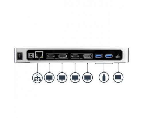 StarTech.com Docking Station 4K Dual con 6 Puertos USB C / USB 3.0 negro plata 