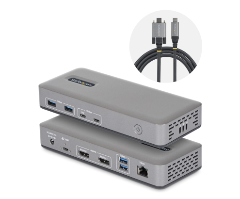 StarTech.com Docking Station USB-C de 2 Monitores DisplayPort - 4K 60Hz - Red Ethernet de 1Gbps - Dock Multipantalla - PD de 100W para Carga de Portá