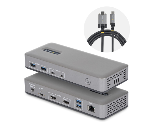 StarTech.com Docking Station USB-C de 2 Monitores HDMI - 4K 60Hz - Red Ethernet de 1Gbps - Dock Multipantalla - PD de 100W para Carga de Portátiles -