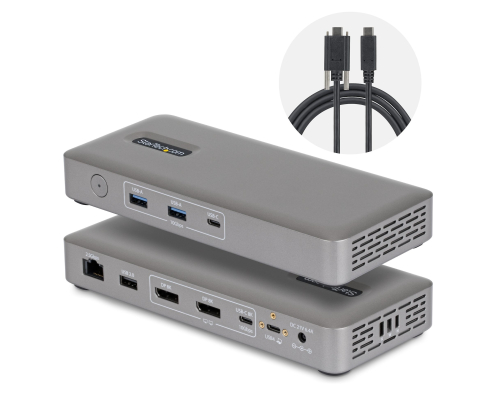 StarTech.com Docking Station USB4 USB-C Universal sin Controladores de 2 Monitores para macOS/Windows - con Carga de 100W para Portátiles y Red Ether