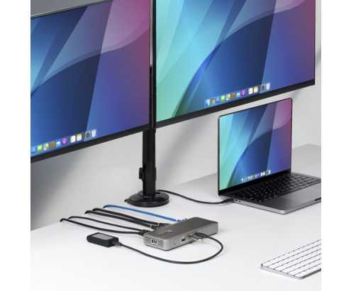 StarTech.com Docking Station USB4 USB-C Universal sin Controladores de 2 Monitores para macOS/Windows - con Carga de 100W para Portátiles y Red Ether