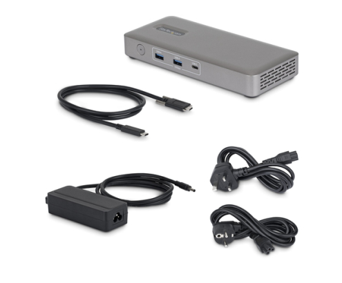 StarTech.com Docking Station USB4 USB-C Universal sin Controladores de 2 Monitores para macOS/Windows - con Carga de 100W para Portátiles y Red Ether