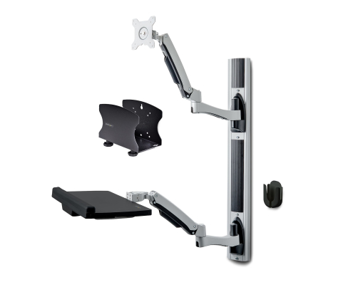 StarTech.com Estación de Trabajo Soporte de Pared para Monitor VESA de 27 Pulgadas (10kg) con Bracket para CPU / Ordenador y Bandeja para Teclado y R