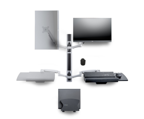 StarTech.com Estación de Trabajo Soporte de Pared para Monitor VESA de 27 Pulgadas (10kg) con Bracket para CPU / Ordenador y Bandeja para Teclado y R