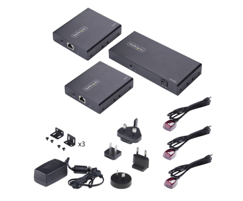 StarTech.com Extensor Divisor de 2 Puertos HDMI 4K 60Hz por Cable CAT6 Ethernet - Juego de Distribución 1x2 HDMI con IR y Power over Cable - Hasta 70