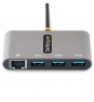 StarTech.com Hub Adaptador USB-C con Ethernet de 3 Puertos USB-A - Red Ethernet Gigabit RJ45 - USB 3.0 5Gb - Alimentado por el Bus - Cable de 30cm - L