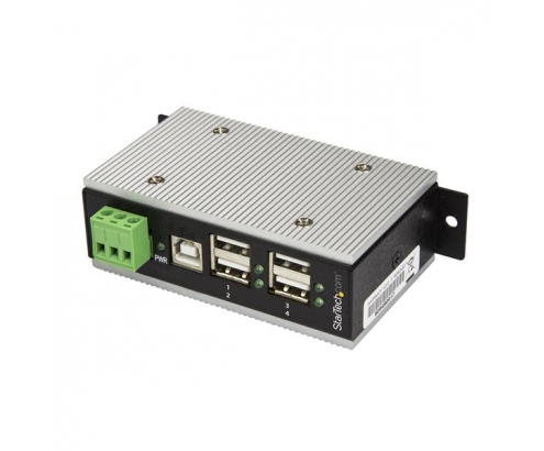 StarTech.com Hub Concentrador Ladrón USB 2.0 de 4 Puertos Industrial - Con protección de 15kV contra Descargas Negro