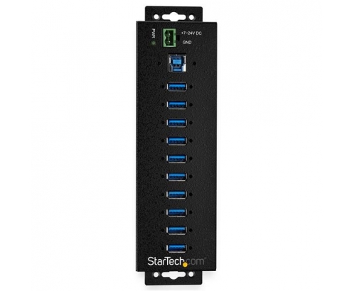 StarTech.com Hub Concentrador Ladrón USB 3.0 de 10 Puertos con Adaptador de Alimentación Externo - con Protección ESD de 350W Negro