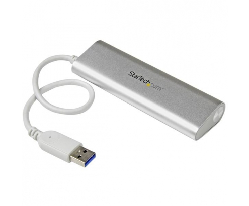 StarTech.com hub Concentrador Portátil USB 3.1 de 4 Puertos - con Cable Incorporado - Plata Blanco 