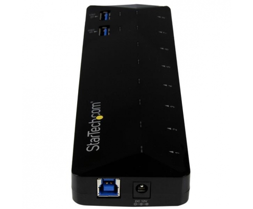 StarTech.com Hub Concentrador USB 3.0 de 10 Puertos - Ladrón con Puertos de Carga y Sincronización - Hub con 2 Puertos de 1.5A - Negro 