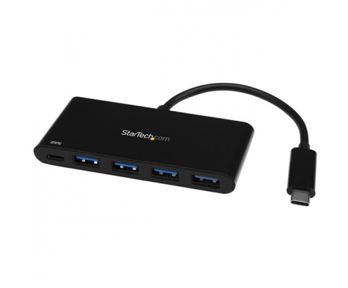 StarTech.com Hub Concentrador USB 3.0 de 4 Puertos con PD Entrega de Potencia - Adaptador USB-C a 4x USB-A - Negro