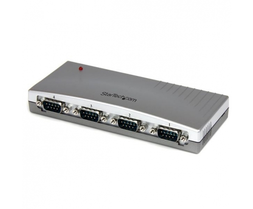 StarTech.com Hub Concentrador USB a 4 Puertos Serie RS232 - Ladrón Serie DB9 - Adaptador USB a Serie Plata