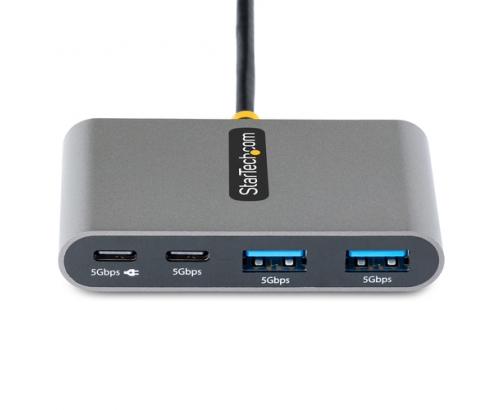 StarTech.com Hub Concentrador USB-C de 4 Puertos con Entrega de Alimentación de 100W de Paso - Ladrón USB Tipo C - - 2x USB-A + 2x USB-C - 5Gbps - C