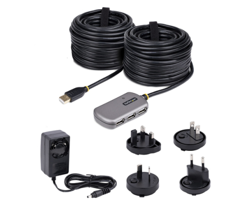 StarTech.com Hub Extensor USB - Concentrador USB con Cable de Extensión de 24m - Cable Alargador USB con Ladrón USB - Repetidor USB Activo o Aliment