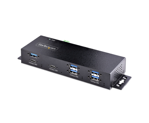 StarTech.com Hub Industrial de 7 Puertos USB de 10Gbps USB-A y USB-C - con Adaptador de Alimentación - Montable - Ladrón USB de 5 Puertos USB-A y 2