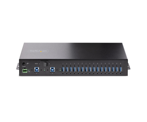 StarTech.com Hub Ladrón USB 3.0 5Gb de 16 Puertos Industrial - Metal - Montaje en Rack/Superficie/DIN - Carga Compartida USB 120W - ESD - Bloque de T