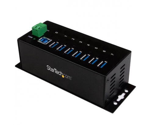 StarTech.com Hub Ladrón USB 3.1 de 7 Puertos Industrial - Concentrador USB con Protección contra Descargas Negro