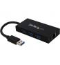 StarTech.com Hub USB 3.0 de Aluminio con Cable - Concentrador de 3 Puertos USB con Adaptador de Red Ethernet Gigabit