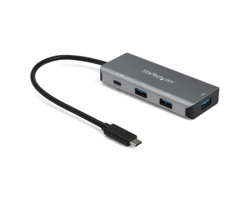 StarTech.com Hub USB-C de 4 Puertos con Entrega de Alimentación PD - 10Gbps - 3x USB-A y 1x USB-C - Negro Gris