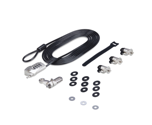 StarTech.com Juego de Candado para Ordenador de Sobremesa o Portátil y Periféricos - Cable de 3m de Acero - Candado Antirrobo - K-Slot - para 3 Disp