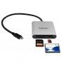StarTech.com Lector Grabador USB 3.0 de Tarjetas de Memoria SD, Micro SD, CompactFlash - Adaptador USB-C a Tarjetas Flash Negro plata 