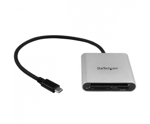 StarTech.com Lector Grabador USB 3.0 de Tarjetas de Memoria SD, Micro SD, CompactFlash - Adaptador USB-C a Tarjetas Flash Negro plata 