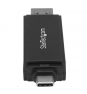 StarTech.com Lector Grabador USB 3.0 USB-C Tipo C y USB-A de Tarjetas de Memoria Flash SD Micro SD Alimentado por USB - Negro