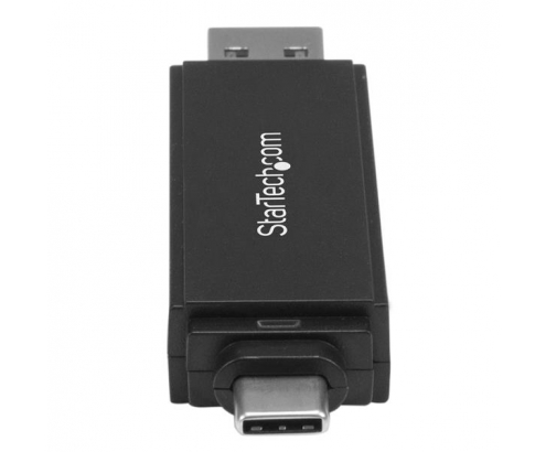 StarTech.com Lector Grabador USB 3.0 USB-C Tipo C y USB-A de Tarjetas de Memoria Flash SD Micro SD Alimentado por USB - Negro
