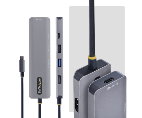 StarTech.com Mini Dock USB-C A HDMI - Adaptador Multipuertos Tipo C - PD de 140W - 4K 60Hz - Hub USB 10Gbps - Para MacBook / Dell / ThinkPad / HP