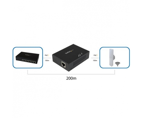 StarTech.com Repetidor de red Gigabit PoE+ Extender - 802.3at/af - 100m