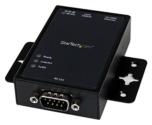 StarTech.com Servidor de Dispositivos IP de 1 Puerto Serie RS232 - Convertidor Serial Ethernet RJ45 Montaje DIN NEGRO 