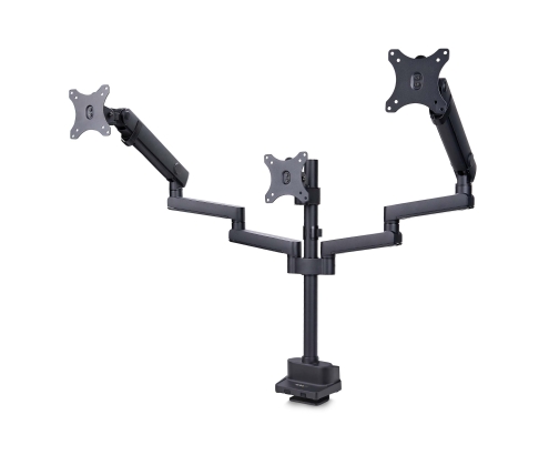 StarTech.com Soporte de Escritorio para 3 Monitores VESA 75x75/100x100 de 27 Pulgadas - Grommet o Abrazadera en C - Ajuste sin Herramientas - Brazo As