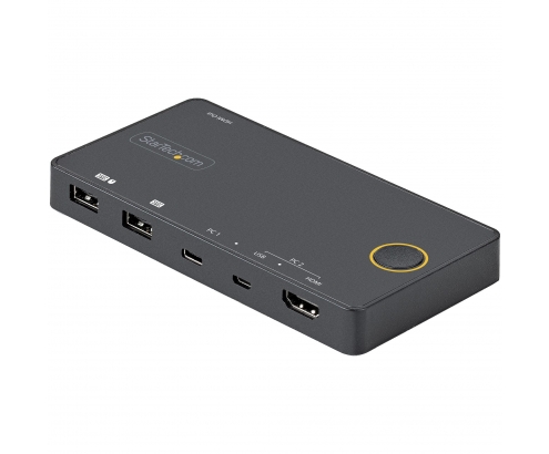 StarTech.com Switch Conmutador de 2 Puertos HÍ­brido USB-A HDMI y USB-C para 1 Monitor HDMI 2.0 4K de 60Hz para Ordenador de Sobremesa o Portátil - A