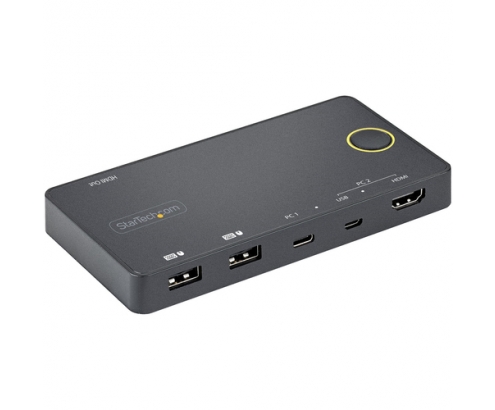 StarTech.com Switch Conmutador de 2 Puertos HÍ­brido USB-A HDMI y USB-C para 1 Monitor HDMI 2.0 4K de 60Hz para Ordenador de Sobremesa o Portátil - A