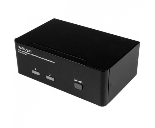 StarTech.com Switch Conmutador KVM de 2 Puertos DisplayPort - 4K 60Hz Negro