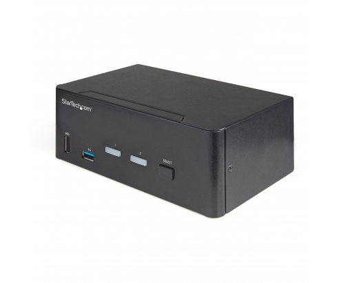 StarTech.com Switch Conmutador KVM de 2 Puertos HDMI 2.0 4K para 2 Monitores - VÍdeo de 4K y 60Hz Ultra HD - HDR - Hub Ladrón USB 3.0 de 2 Puertos y