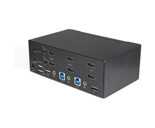 StarTech.com Switch Conmutador KVM de 2 Puertos HDMI 2.0 4K para 2 Monitores - VÍdeo de 4K y 60Hz Ultra HD - HDR - Hub Ladrón USB 3.0 de 2 Puertos y