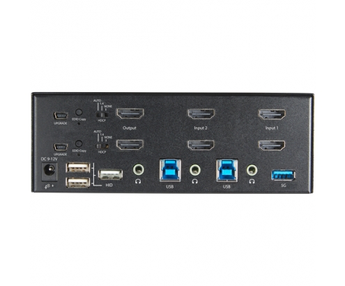 StarTech.com Switch Conmutador KVM de 2 Puertos HDMI 2.0 4K para 2 Monitores - VÍdeo de 4K y 60Hz Ultra HD - HDR - Hub Ladrón USB 3.0 de 2 Puertos y