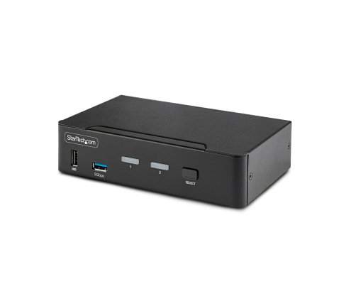 StarTech.com Switch Conmutador KVM DisplayPort de 2 Puertos - 8K60/4K144 - para Un Monitor - DP 1.4 - 2x USB 3.0 - 4x USB 2.0 HID - Conmutado por Boto