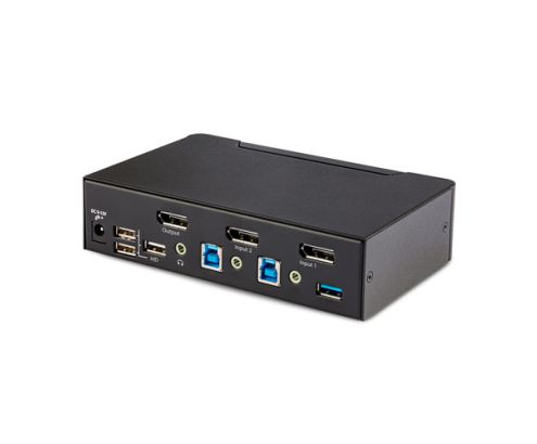StarTech.com Switch Conmutador KVM DisplayPort de 2 Puertos - 8K60/4K144 - para Un Monitor - DP 1.4 - 2x USB 3.0 - 4x USB 2.0 HID - Conmutado por Boto