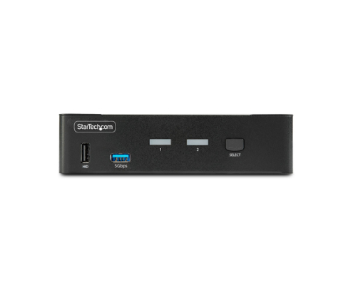 StarTech.com Switch Conmutador KVM DisplayPort de 2 Puertos - 8K60/4K144 - para Un Monitor - DP 1.4 - 2x USB 3.0 - 4x USB 2.0 HID - Conmutado por Boto
