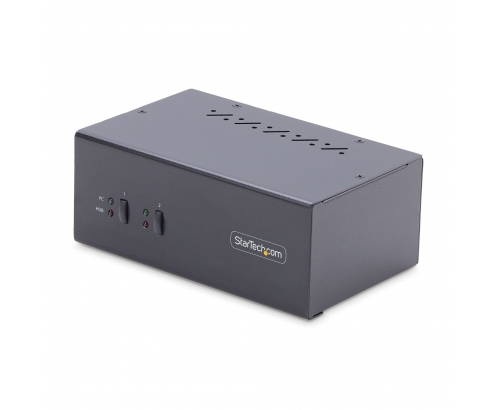 StarTech.com Switch KVM de 2 Puertos DisplayPort para 2 Monitores - Conmutador KVM 4K60Hz - Hub Ladrón 2x USB 5Gb - Hub 2x USB 2.0 - Teclas de Acceso