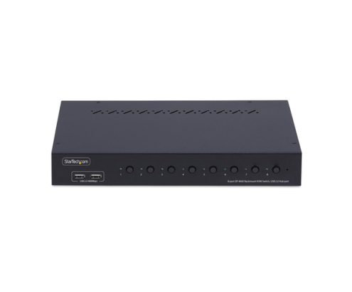 StarTech.com Switch KVM de 8 Puertos DisplayPort 4K 60Hz - Conmutador KVM DP 1.2 4K60 con Kit de Montaje 1U para Rack - con Hub USB de 4 Puertos - Con