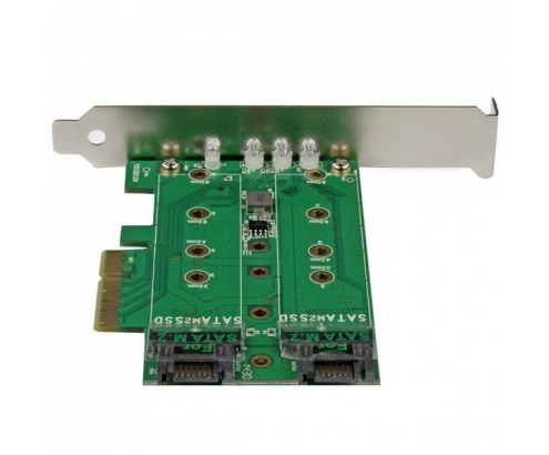 StarTech.com Tarjeta Adaptadora PCI Express 3.0 de 3 Puertos M.2 para SSD - 1x NVMe - 2x SATA III