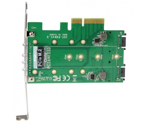 StarTech.com Tarjeta Adaptadora PCI Express 3.0 de 3 Puertos M.2 para SSD - 1x NVMe - 2x SATA III
