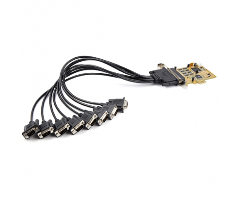 StarTech.com Tarjeta Adaptadora PCI Express Serie de 8 Puertos RS232 - Tarjeta Serial PCIe - DB9 UART 16C1050 - Tarjeta de Expansión Controladora Ada
