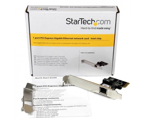 StarTech.com Tarjeta de Red PCI Express Ethernet Gigabit con 1 Puerto RJ45 Chipset Intel i210 - Metalico Negro