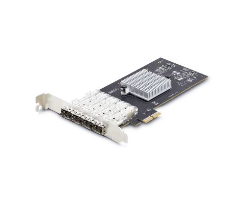 StarTech.com Tarjeta PCIe 2.1x2 (Compatible con x4, x8 y x16) de Red de Fibra Óptica/Cobre Ethernet 1Gb SFP de 4 Puertos - Chipset Controlador Intel